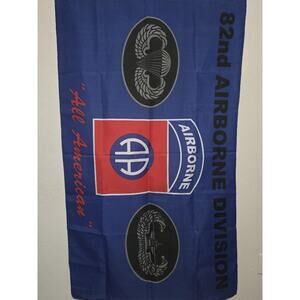 82nd Airborne Division Flag All American Paratrooper Blue Military Banner